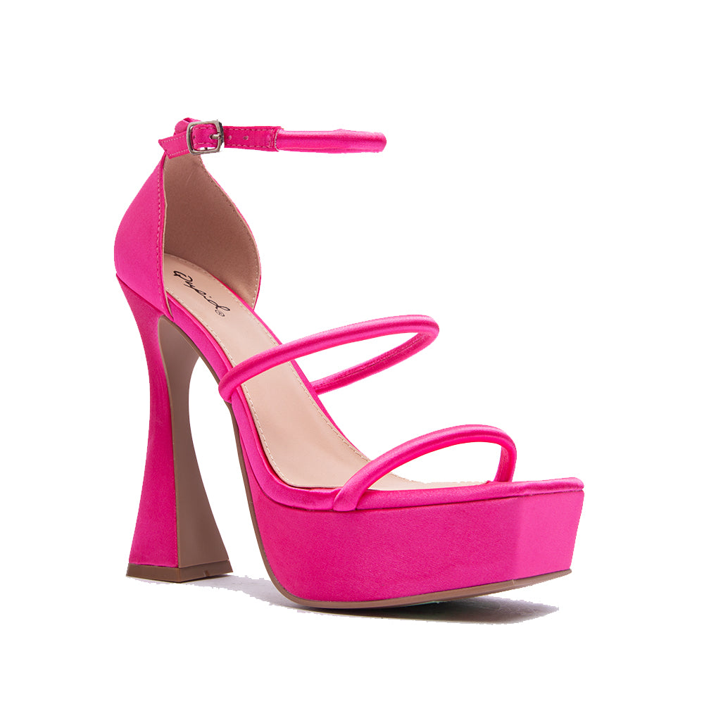 Mikaela Satin Platform Heels - Pink - MESHKI U.S